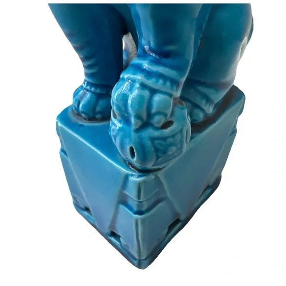 Vintage Chinese Foo Dog Turquoise Blue Glazed Porcelain - Picture 8 of 12